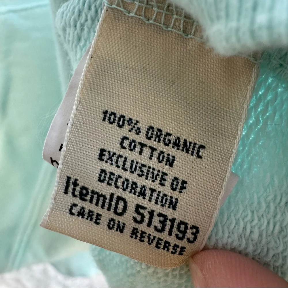 LL Bean Organic Cotton Quarter Zip Sweatshirt Women's Small Blue Nautical Travel - Picture 6 of 8